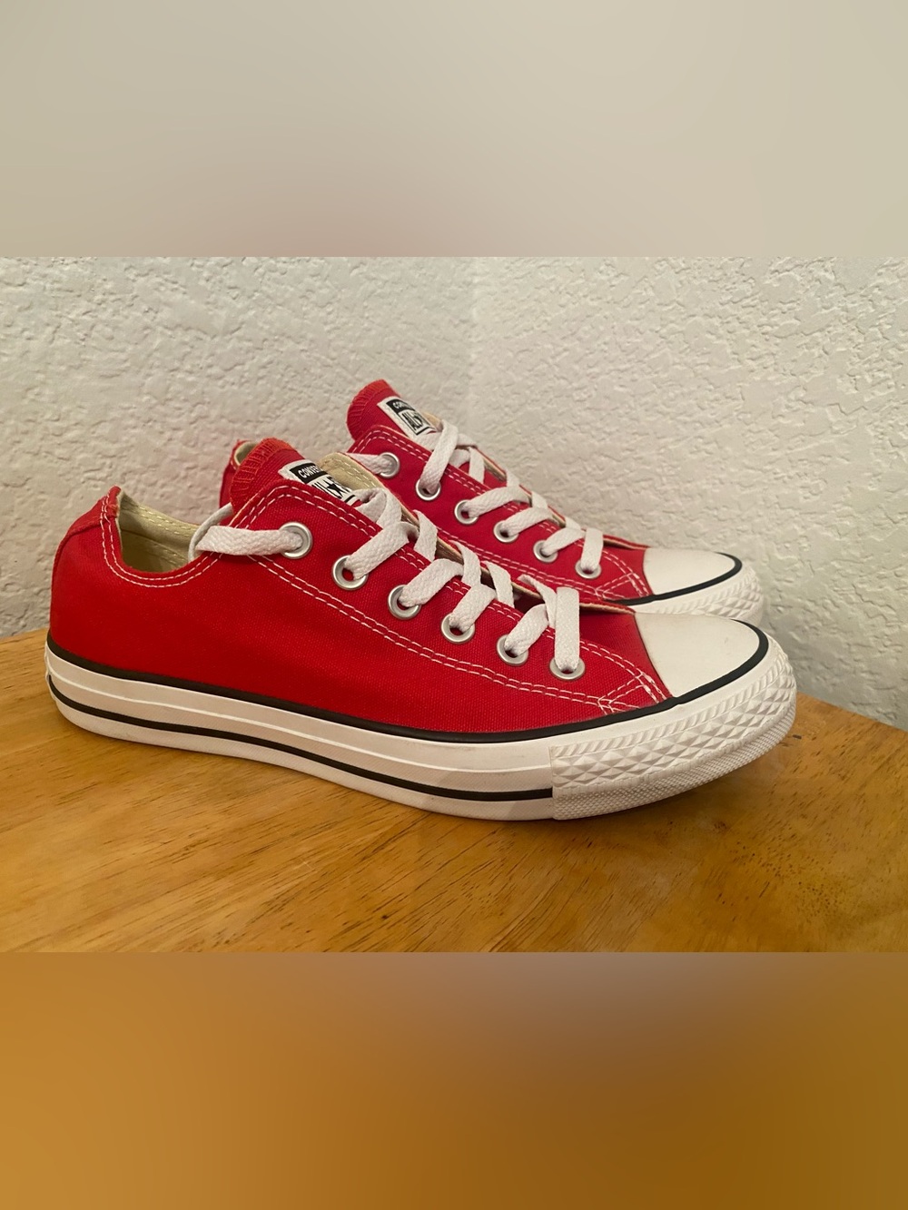 Converse Low Top Sneakers in Red with White Accents